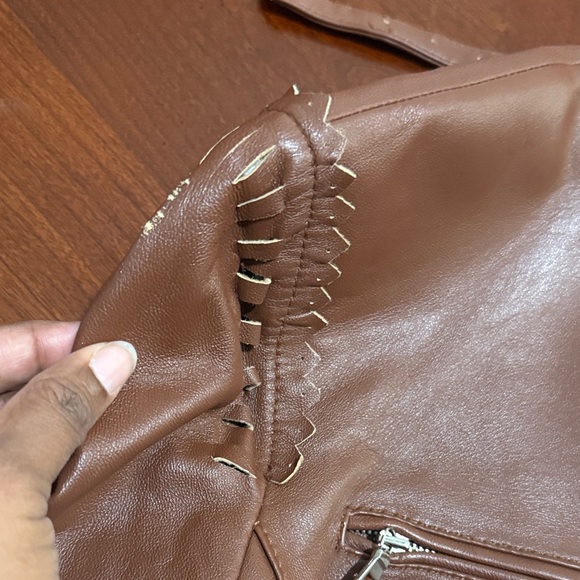 Vintage y2k Moda International Tan Leather Jacket western cowboy - Picture 6 of 12